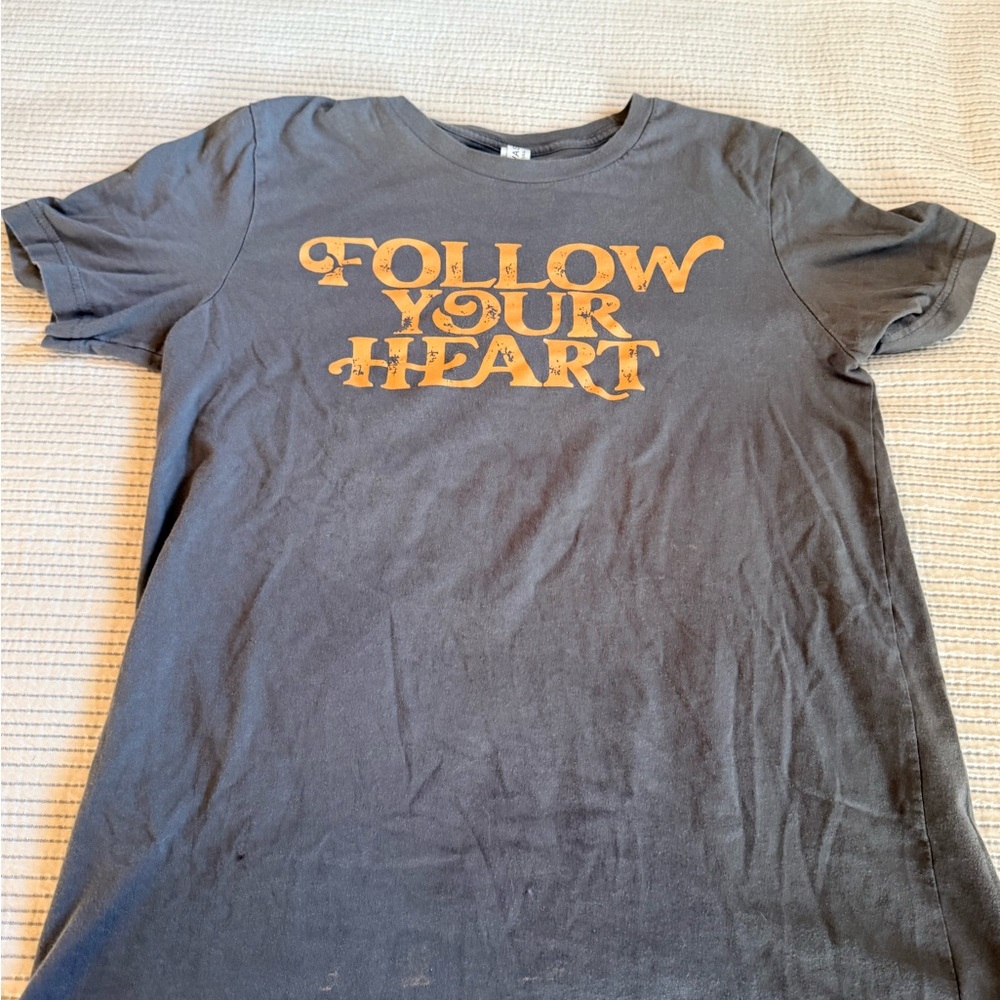 Follow Your Heart/ Michael Franti Graphic Tee — Black with Mustard Print